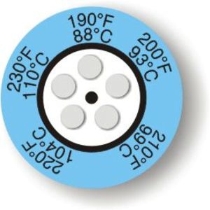 Фото THE05C-4 термоиндикаторная наклейка (116, 121, 127, 132, 138 С) (уп/10шт)