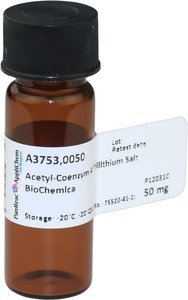 Фото Applichem A3753,0050 Ацетил-коэнзима А трилитиевая соль, для биохимии (50 мг)