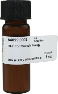 Фото Applichem A4099,0005 Диамино-4'',6--2-фенилиндол (DAPI) для молекулярной биологии (5 мг)