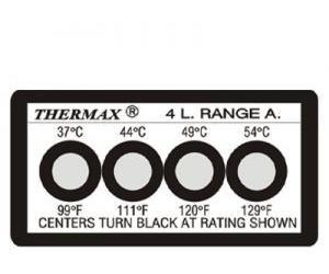 Фото THRMX4LS-A термоиндикаторная наклейка Thermax 4 (37, 44, 49, 54 C) (уп/10)