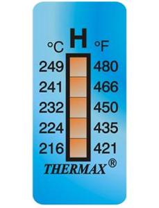 Фото THRMX5LS-H термоиндикаторная наклейка Thermax 5 (216, 224, 232, 241, 249 C) (уп/10)