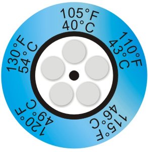 Фото THRMX5CLK-1 термоиндикаторная наклейка Thermax 5 Clock (40, 43, 46, 49, 54 C) (уп/10)