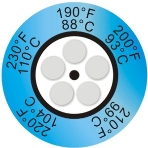 Фото THRMX5CLK-3 термоиндикаторная наклейка Thermax 5 Clock (88, 93, 99, 104, 110 С) (уп/10)