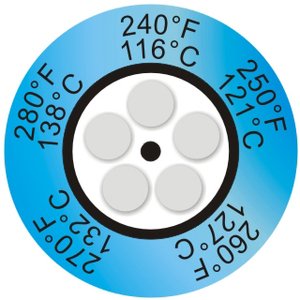 Фото THRMX5CLK-4 термоиндикаторная наклейка Thermax 5 Clock (116, 121, 127, 132, 138 C) (уп/10)