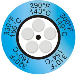 Фото THRMX5CLK-5 термоиндикаторная наклейка Thermax 5 Clock (143, 149, 154, 160, 166 C) (уп/10)