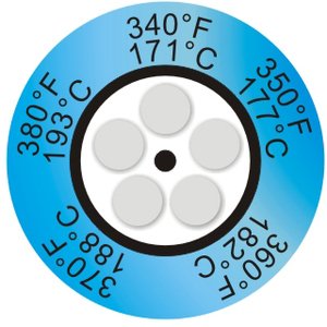 Фото THRMX5CLK-6 термоиндикаторная наклейка Thermax 5 Clock (171, 177, 182, 188, 193 C) (уп/10)