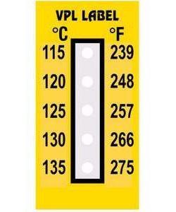 Фото VPL VPLE4 термоиндикаторная наклейка Thermolabel Five Step (115, 120, 125, 130, 135 C) (уп/10шт)
