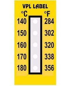 Фото VPL VPLE10 термоиндикаторная наклейка Thermolabel Five Step (140, 150, 160, 170, 180 C) (уп/10шт)