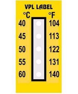 Фото VPL VPLE1 термоиндикаторная наклейка Thermolabel Five Step (40, 45, 50, 55, 60 C) (уп/10шт)