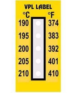 Фото VPL VPLE7 термоиндикаторная наклейка Thermolabel Five Step (190, 195, 200, 205, 210 C) (уп/10шт)