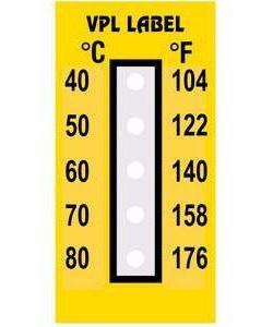 Фото VPL VPLE8 термоиндикаторная наклейка Thermolabel Five Step (40, 50, 60, 70, 80 C) (уп/10шт)