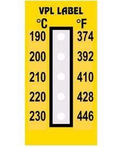 Фото VPL VPLE11 термоиндикаторная наклейка Thermolabel Five Step (190, 200, 210, 220, 230 C) (уп/10шт)