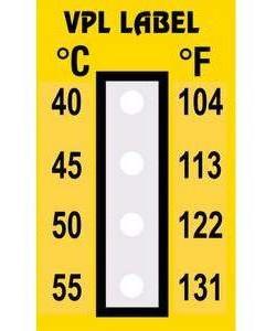 Фото VPL VPLD1 термоиндикаторная наклейка Thermolabel Four Step (40, 45, 50, 55 C) (уп/10шт)