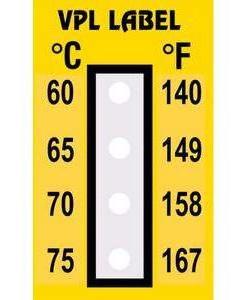 Фото VPL VPLD2 термоиндикаторная наклейка Thermolabel Four Step (60, 65, 70, 75 C) (уп/10шт)