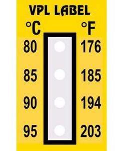 Фото VPL VPLD3 термоиндикаторная наклейка Thermolabel Four Step (80, 85, 90, 95 C) (уп/10шт)