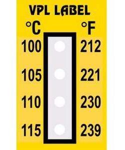 Фото VPL VPLD4 термоиндикаторная наклейка Thermolabel Four Step (100, 105, 110, 115 C) (уп/10шт)