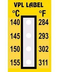 Фото VPL VPLD6 термоиндикаторная наклейка Thermolabel Four Step (140, 145, 150, 155 C) (уп/10шт)