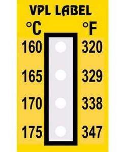 Фото VPL VPLD7 термоиндикаторная наклейка Thermolabel Four Step (160, 165, 170, 175 C) (уп/10шт)
