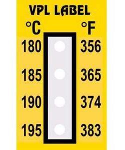 Фото VPL VPLD8 термоиндикаторная наклейка Thermolabel Four Step (180, 185, 190, 195 C) (уп/10шт)