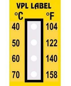 Фото VPL VPLD10 термоиндикаторная наклейка Thermolabel Four Step (40, 50, 60, 70 C) (уп/10шт)