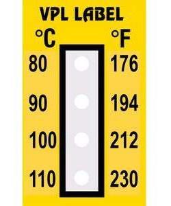Фото VPL VPLD11 термоиндикаторная наклейка Thermolabel Four Step (80, 90, 100, 110 C) (уп/10шт)