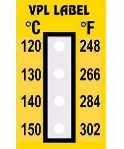 Фото VPL VPLD12 термоиндикаторная наклейка Thermolabel Four Step (120, 130, 140, 150 C) (уп/10шт)