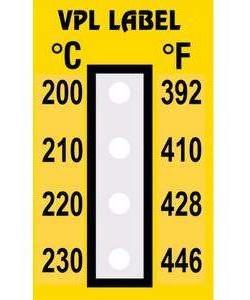 Фото VPL VPLD14 термоиндикаторная наклейка Thermolabel Four Step (200, 210, 220, 230 C) (уп/10шт)