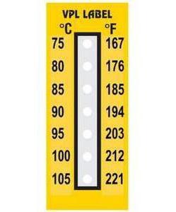 Фото VPL VPLG2 термоиндикаторная наклейка Thermolabel Seven Step (75, 80, 85, 90, 95, 100, 105 C) (уп/10шт)