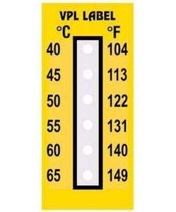 Фото VPL VPLF1 термоиндикаторная наклейка Thermolabel Six Step (40, 45, 50, 55, 60, 65 C) (уп/10шт)