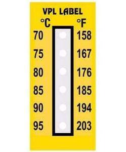 Фото VPL VPLF2 термоиндикаторная наклейка Thermolabel Six Step (70, 75, 80, 85, 90, 95 C) (уп/10шт)