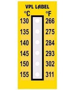 Фото VPL VPLF4 термоиндикаторная наклейка Thermolabel Six Step (130, 135, 140, 145, 150, 155 C) (уп/10шт)