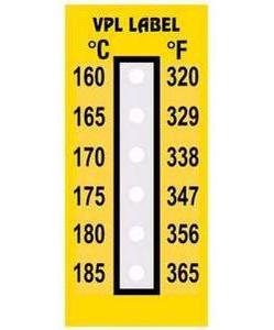 Фото VPL VPLF5 термоиндикаторная наклейка Thermolabel Six Step (160, 165, 170, 175, 180, 185 C) (уп/10шт)