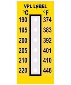 Фото VPL VPLF6 термоиндикаторная наклейка Thermolabel Six Step (190, 195, 200, 205, 210, 220 C) (уп/10шт)