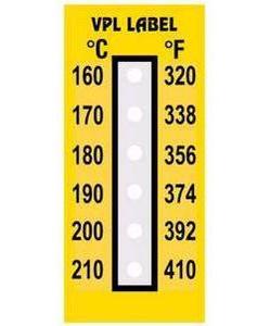 Фото VPL VPLF9 термоиндикаторная наклейка Thermolabel Six Step (160, 170, 180, 190, 200, 210 C) (уп/10шт)