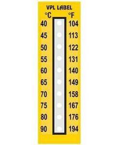 Фото VPL VPLJ1 термоиндикаторная наклейка Thermolabel Ten Step (40, 45, 50, 55, 60, 65, 70, 75, 80, 90 C) (уп/10шт)