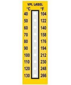 Фото VPL VPLJ5 термоиндикаторная наклейка Thermolabel Ten Step (40, 50, 60, 70, 80, 90, 100, 110, 120, 130 C) (уп/10шт)