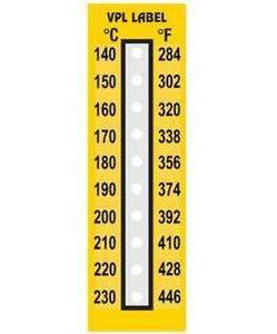 Фото VPL VPLJ6 термоиндикаторная наклейка Thermolabel Ten Step (140, 150, 160, 170, 180, 190, 200, 210, 220, 230 C) (уп/10шт)