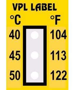 Фото VPL VPLC1 термоиндикаторная наклейка Thermolabel Three Step (40, 45, 50 C) (уп/10шт)