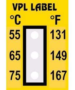 Фото VPL VPLC2 термоиндикаторная наклейка Thermolabel Three Step (55, 65, 75 C) (уп/10шт)