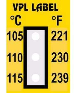 Фото VPL VPLC4 термоиндикаторная наклейка Thermolabel Three Step (105, 110, 115 C) (уп/10шт)