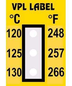 Фото VPL VPLC5 термоиндикаторная наклейка Thermolabel Three Step (120, 125, 130 C) (уп/10шт)