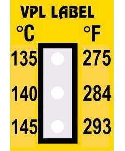 Фото VPL VPLC6 термоиндикаторная наклейка Thermolabel Three Step (135, 140, 145 C) (уп/10шт)