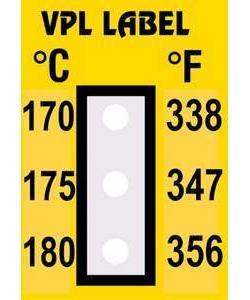 Фото VPL VPLC8 термоиндикаторная наклейка Thermolabel Three Step (170, 175, 180 C) (уп/10шт)