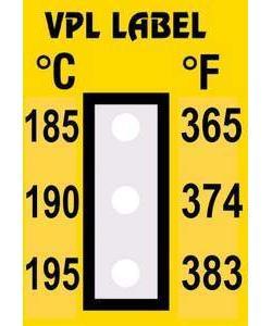 Фото VPL VPLC9 термоиндикаторная наклейка Thermolabel Three Step (185, 190, 195 C) (уп/10шт)