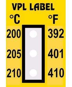 Фото VPL VPLC10 термоиндикаторная наклейка Thermolabel Three Step (200, 205, 210 C) (уп/10шт)