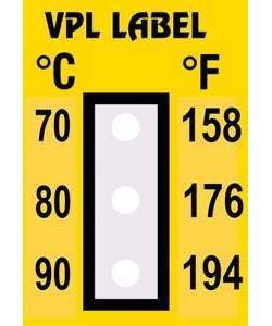 Фото VPL VPLC13 термоиндикаторная наклейка Thermolabel Three Step (70, 80, 90 C) (уп/10шт)