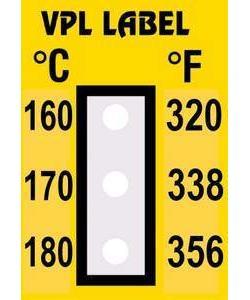 Фото VPL VPLC16 термоиндикаторная наклейка Thermolabel Three Step (160, 170, 180 C) (уп/10шт)