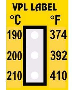 Фото VPL VPLC17 термоиндикаторная наклейка Thermolabel Three Step (190, 200, 210 C) (уп/10шт)