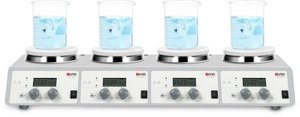 Фото DLAB MS-H340-S4 Цифровая магнитная мешалка с нагревом и ЖК-дисплеем на 4 места (200-1500 об/мин)
