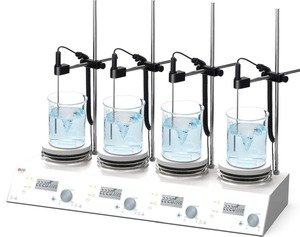 Фото DLAB MS-H280-S4 Цифровая магнитная мешалка с термодатчиком PT1000A (4 шт.) и держателем (4 шт.) (200-1500 об/мин)